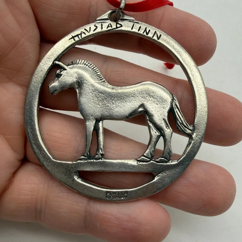 Havstad Tinn Norway Pewter Fjord Hest Horse Ornament Norwegian Fjord Horse Metal